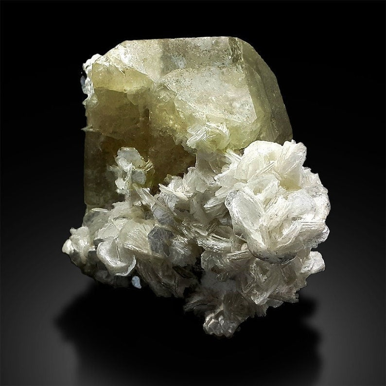 Green Herderite | Herderite Crystal | Herderite Specimen | Herderite with Mica | Rare Herderite | Rare Mineral | Rare Stone | 97 g