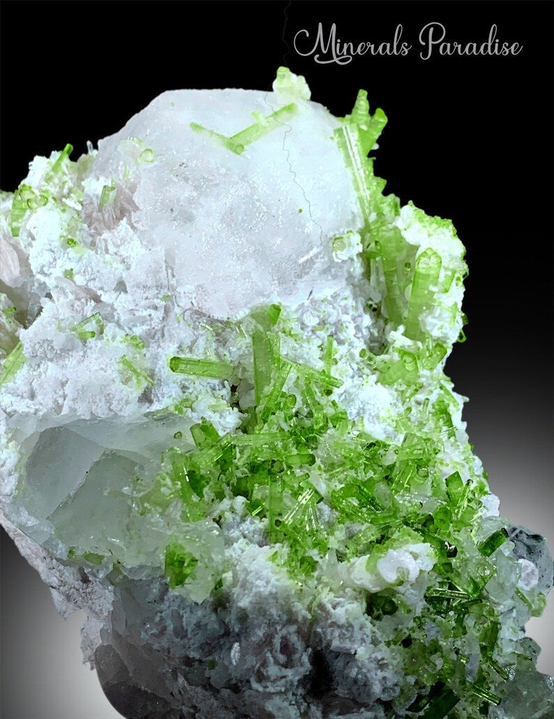 Pollucite with Green Tourmaline Crystals and Quartz Specimen, Pollucite Crystal, Tourmaline Specimen, Combo Mineral, 2569 g