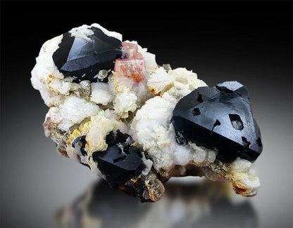 Natural Pink Color Apatite Crystals with Tantalite, Schorl Black Tourmalines and Albite, Mineral Specimen from Skardu Pakistan - 589 gram