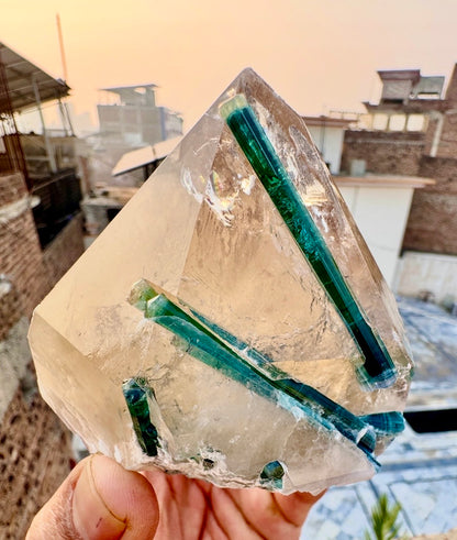 Indicolite Tourmaline on Smoky Quartz from Afghanistan, 677 gram