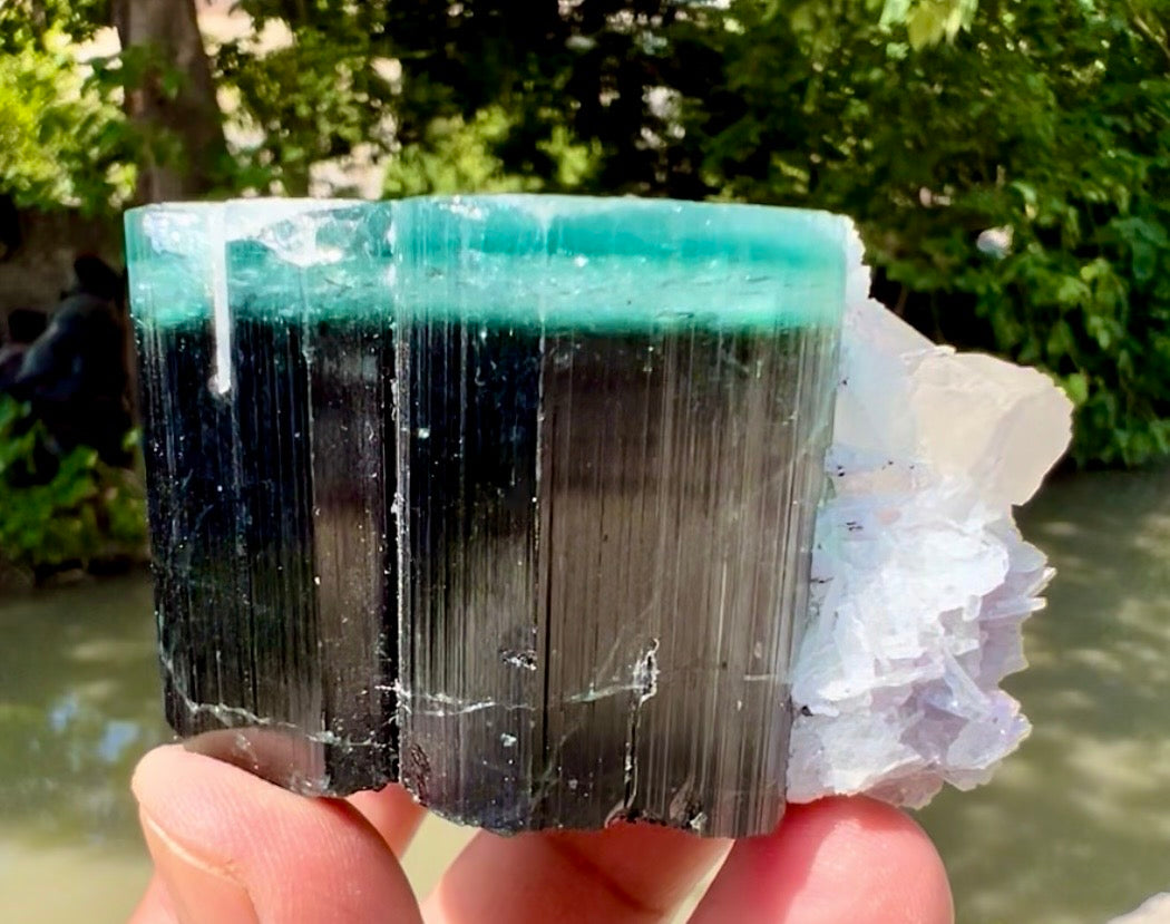 Blue Cap Tourmaline, Pink Lepidolite, Quartz and Albite specimen from Afghanistan, 205 gram