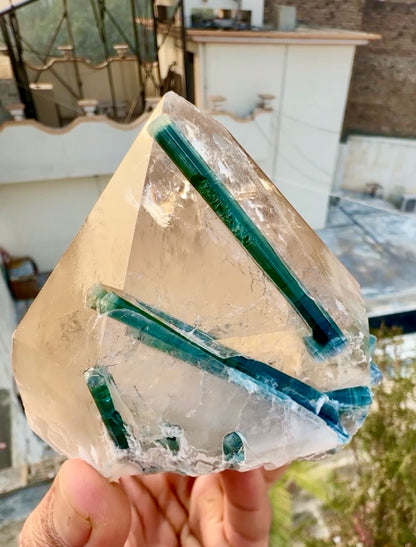 Indicolite Tourmaline on Smoky Quartz from Afghanistan, 677 gram