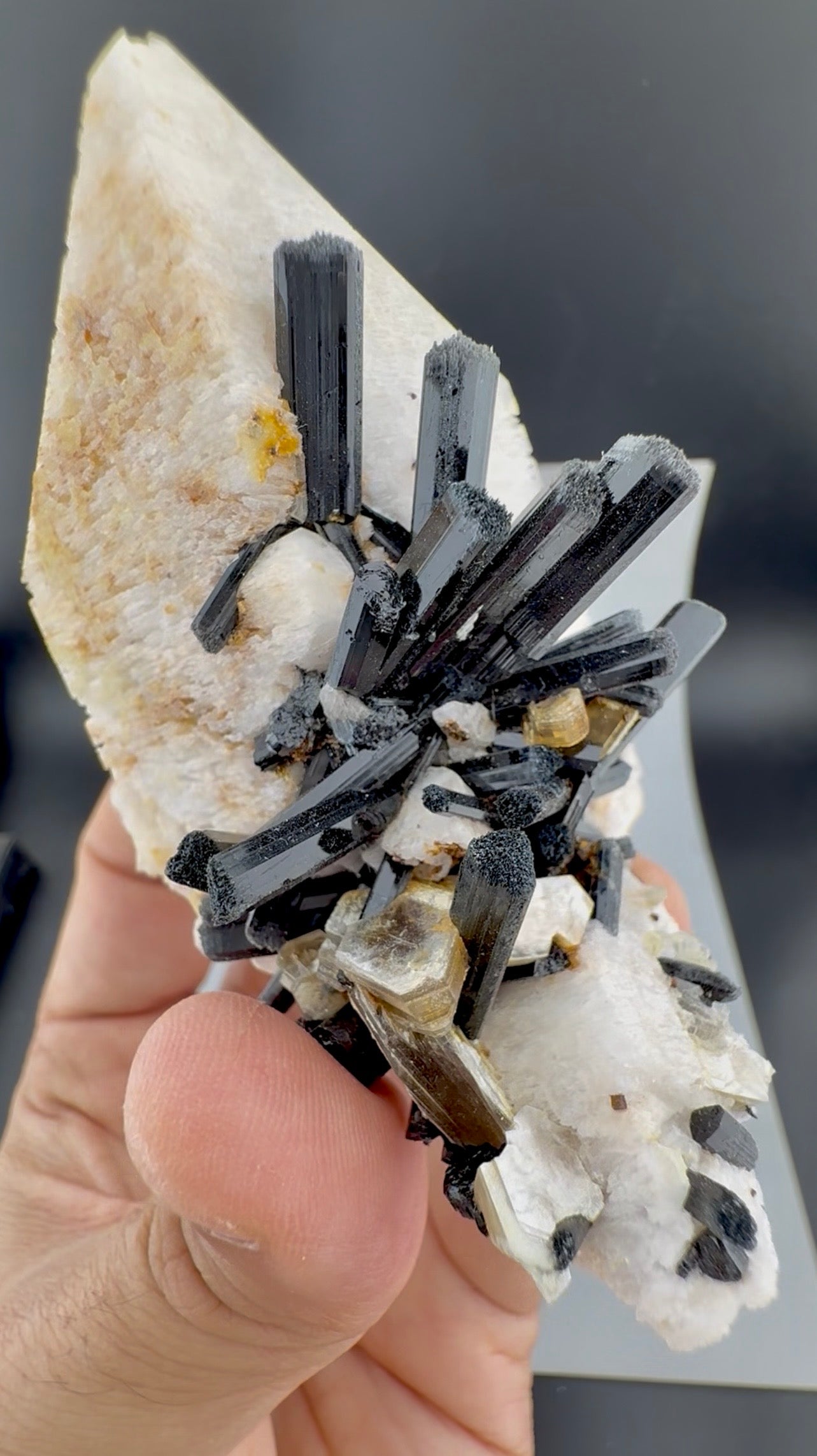 Schorl Tourmaline crystals on Microcline Feldspar from Pakistan, 186 gram