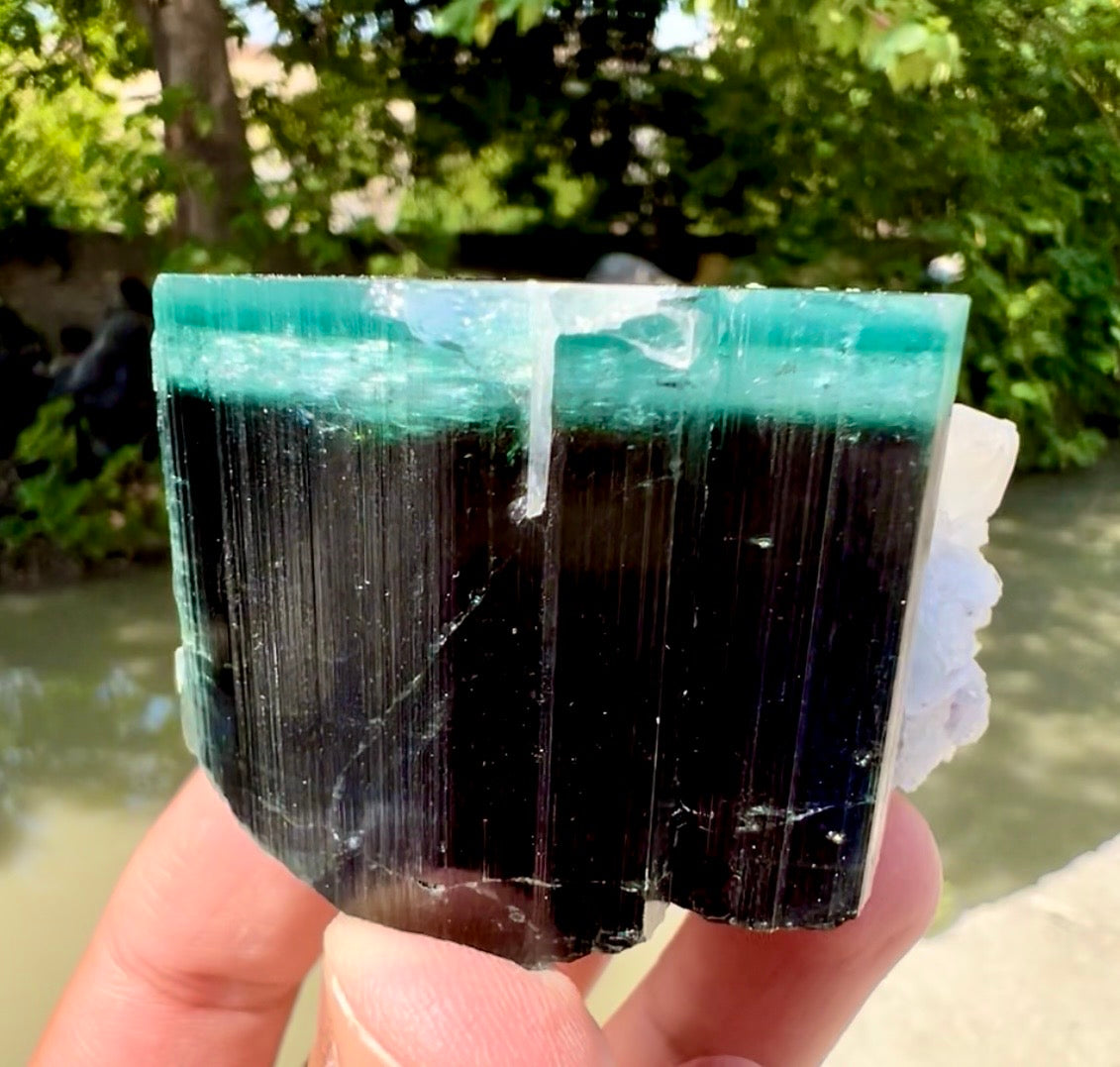 Blue Cap Tourmaline, Pink Lepidolite, Quartz and Albite specimen from Afghanistan, 205 gram