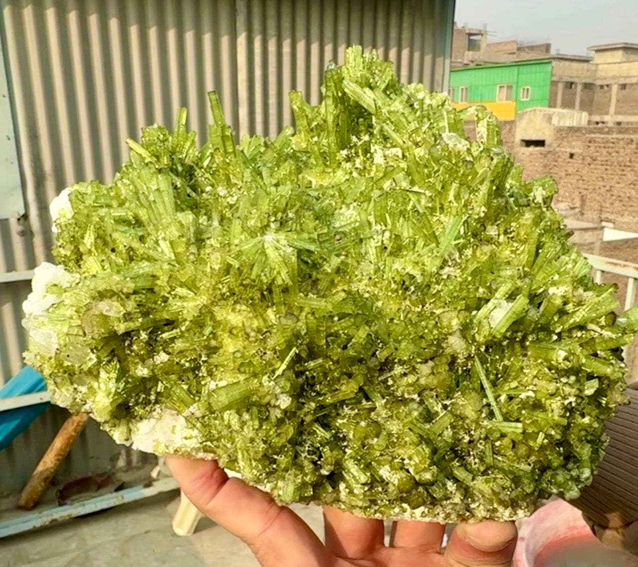 Green Tourmaline Crystals Cluster on matrix from Chapu Mine Pakistan, 3418 gram
