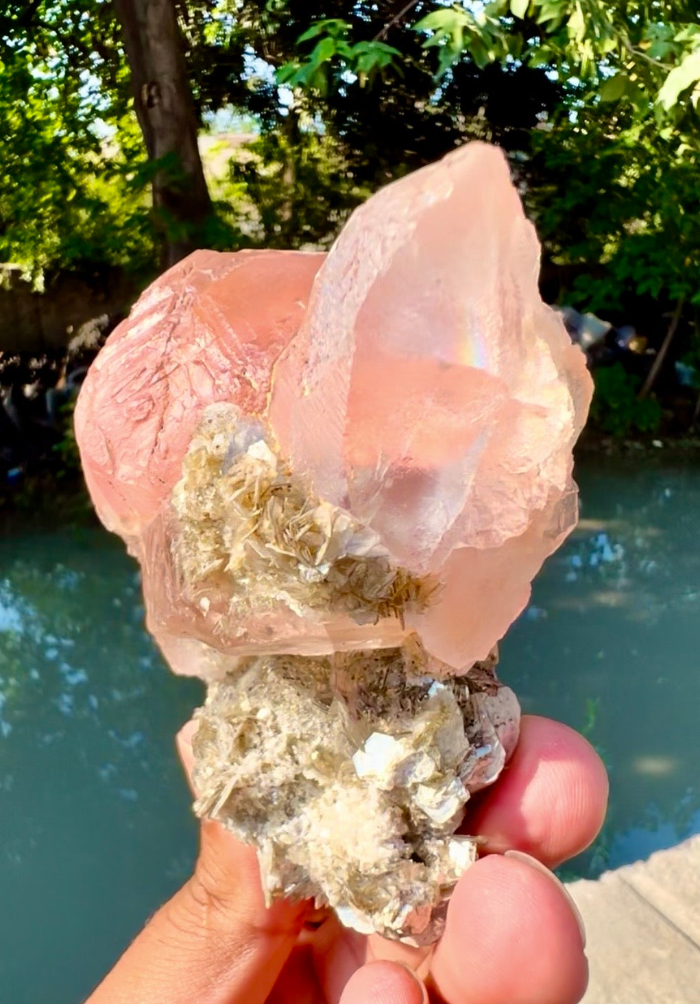 Pink Fluorite on Mica from Pakistan - 401 gram