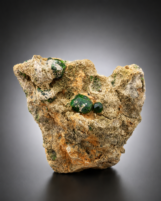 Green Demantoid Garnet Crystals On Matrix - 192 Grams