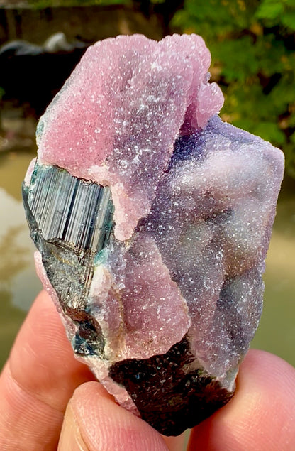 Crystallized Rose Quartz on Schorl Tourmaline from Afghanistan, 56 gram