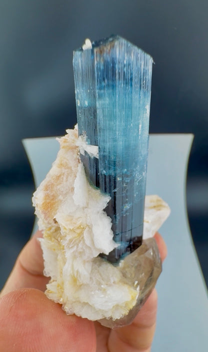 Indicolite Blue Tourmaline with Smoky Quartz, Albite and Mica from Afghanistan, 64 gram