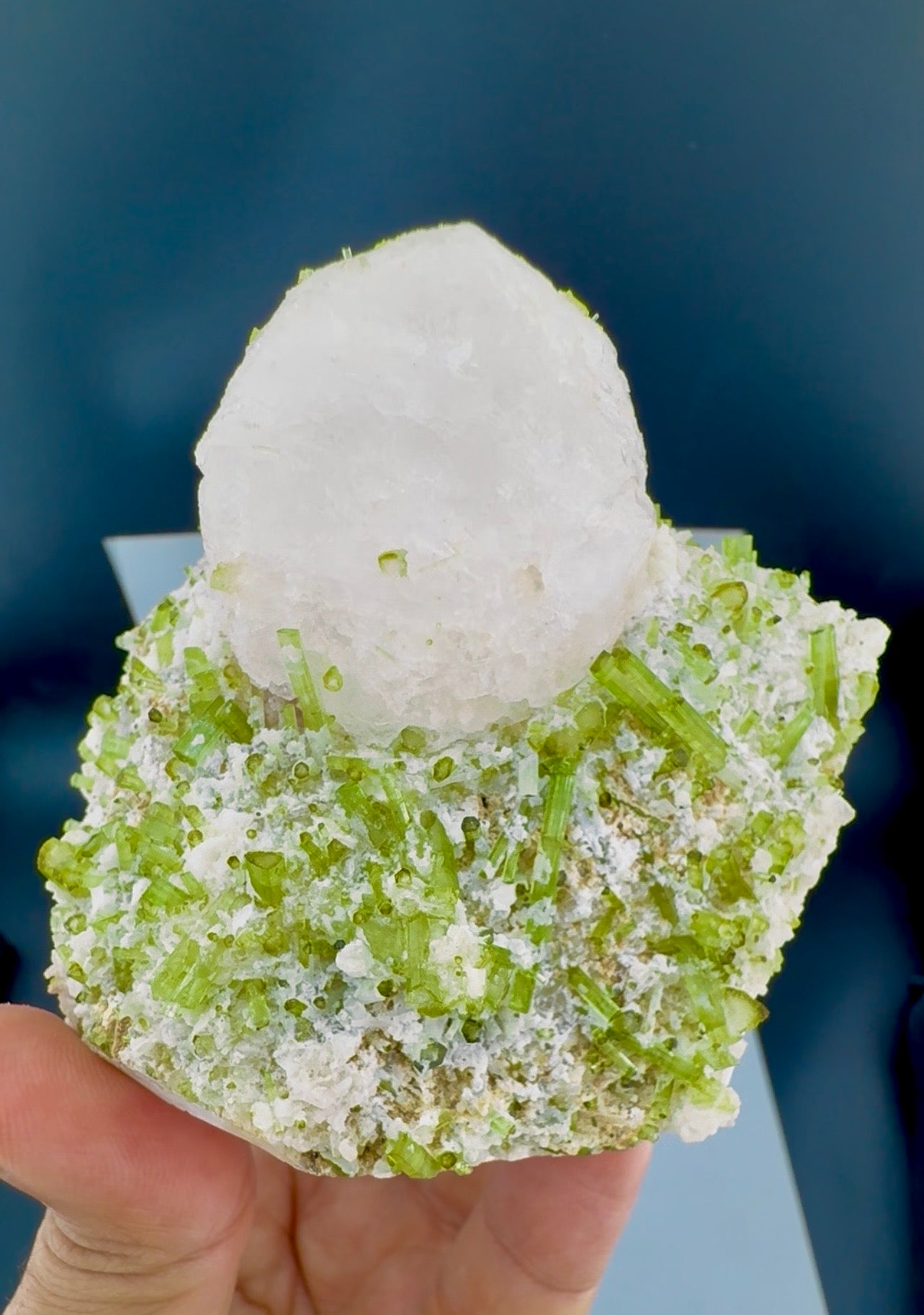 Pollucite with Green Tourmalines from Pakistan, 322 gram