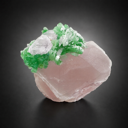 Natural Pink Morganite with Lilac Kunzite and Green Tourmaline Cluster from Afghanistan, 291 gram