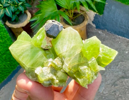 Peridot Crystals with Magnetite from Pakistan, 115 gram