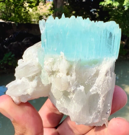 AquaMorganite crystal with Quartz and Feldapar from Pakistan, 240 grams