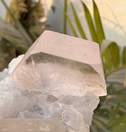 Morganite crysal with Quartz and Cleavlandite Albite from Afghanistan, 125 gram
