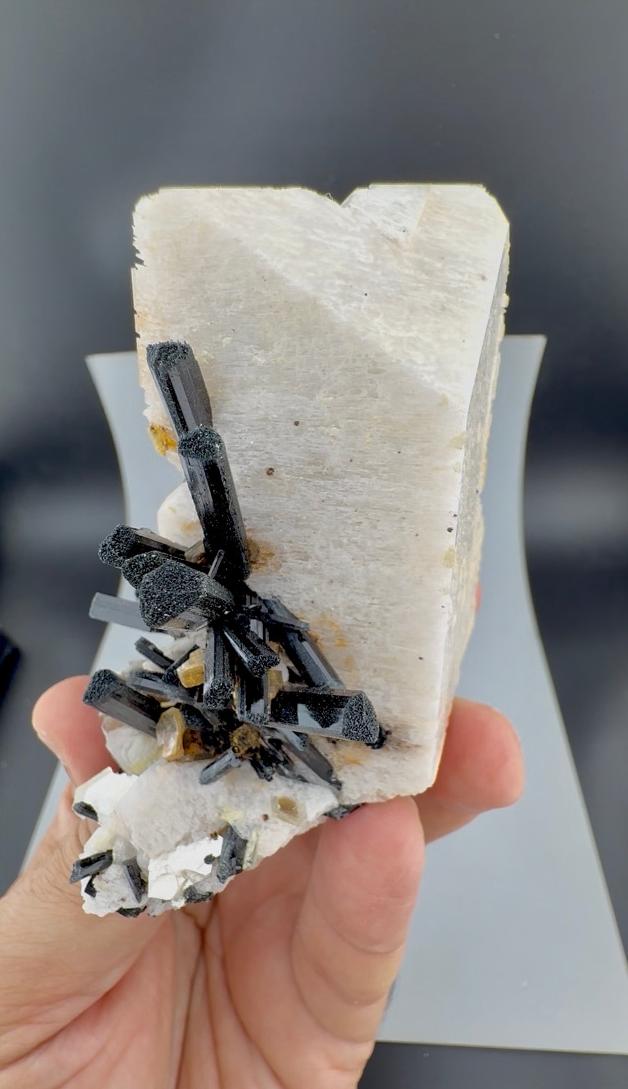 Schorl Tourmaline crystals on Microcline Feldspar from Pakistan, 186 gram