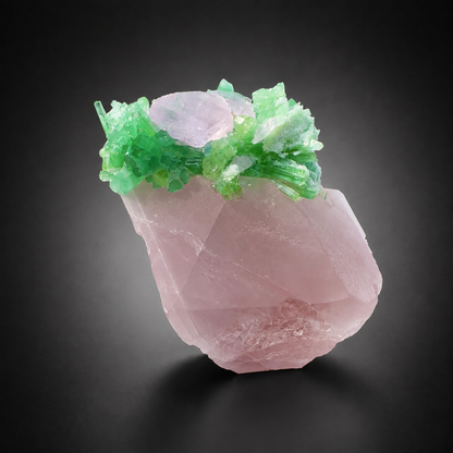 Natural Pink Morganite with Lilac Kunzite and Green Tourmaline Cluster from Afghanistan, 291 gram