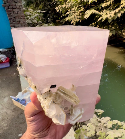 Pink Morganite crystal with Tourmalines and Mica from Pakistan, 2339 gram
