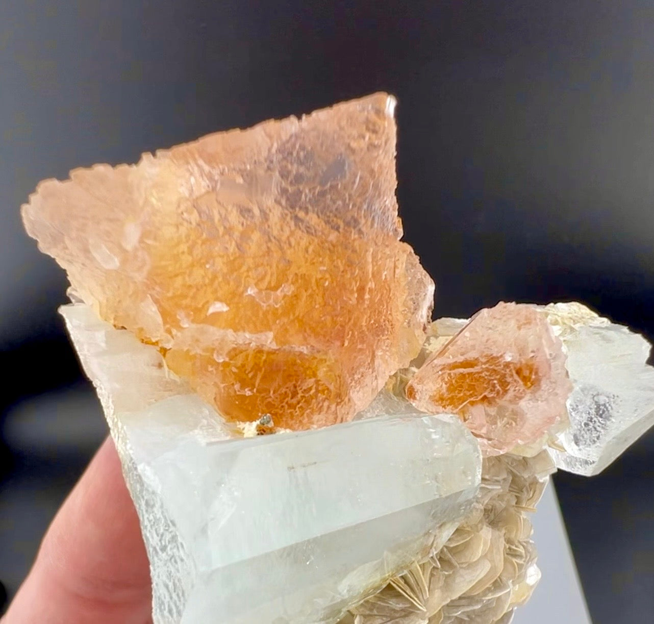 Pink Fluorite with Aquamarine and Mica from Pakistan, 159 gram