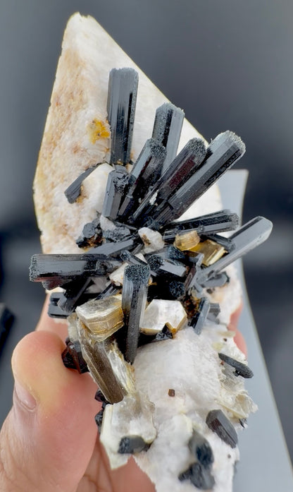 Schorl Tourmaline crystals on Microcline Feldspar from Pakistan, 186 gram