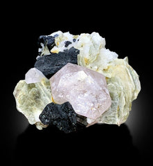 Pink Morganite with Tourmaline, Muscovite Mica, Schorl Crystal, Morganite Specimen, Tourmaline crstal, Mineral Specimen, 209 g