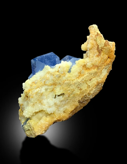 Natural Blue Color Celestine Crystals with Yellow Calcite Mineral Specimen From Baghdis, Afghanistan - 43 gram