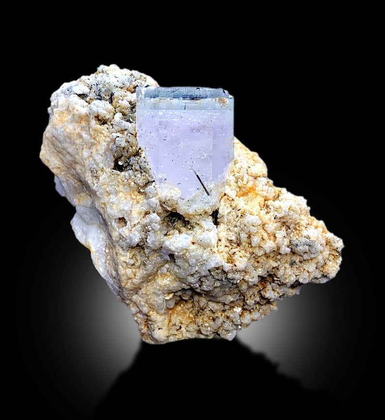 AquaMorganite, Morganite Var Aquamarine, AquaMorganite With Schorl and Feldspar From Skardu Pakistan - 170 gram