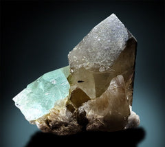 Aquamarine with Yellow Kunzite and Smoky Quartz Specimen, Natural Aquamarine, Aquamarine Specimen, Aquamarine with Quartz, 513 gram