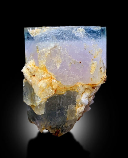 Terminated AquaMorganite With Feldspar Mineral Specimen From Skardu Pakistan - 92 gram