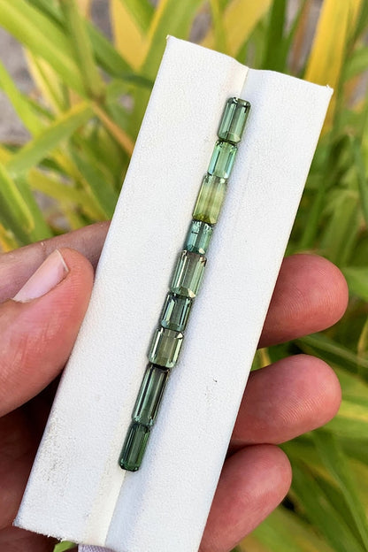 Mint Green Tourmaline Loose Gemstone Set, Emerald Cut Tourmalines For Bracelet Jewelry, Natural Tourmaline for October Birthstone, 11 CT