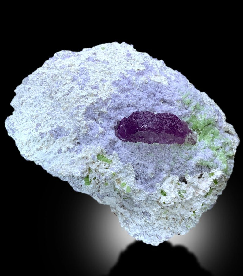 Natural Terminated Pink Kunzite With Green Tourmalines Lepidolite and Albite Mineral Specimen From Afghanistan - 2173 gram