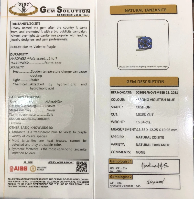 Tanzanite Gemstone, D-Block Tanzanite Loose Stone, Tanzanite Jewelry, Tanzanite Gem - 15.34 Carats