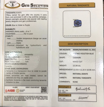Tanzanite Gemstone, D-Block Tanzanite Loose Stone, Tanzanite Jewelry, Tanzanite Gem - 15.34 Carats