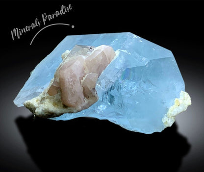 Aquamarine Crystal with Pink Apatite, Aquamarine Specimen, Apatite Crystals, Combo Mineral Specimen, 210 gram