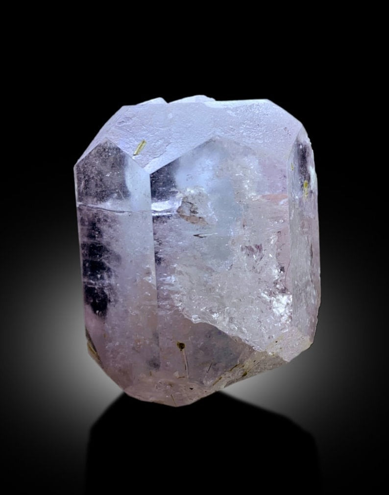 AquaMorganite Crystal, Green Tourmalines, Morganite var Aquamarine Crystal, Pink Morganite Specimen, bicolor Beryl, Mineral Specimen, 64 g