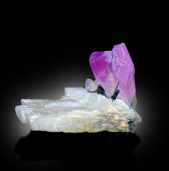 Kunzite Specimen, Terminated and Damage Free Natural Pink Kunzite With Blue Tourmalines on Matrix From Afghanistan - 176 gram