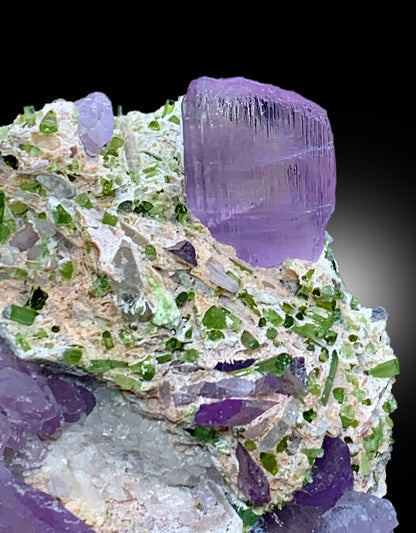 Pink Kunzites With Green Tourmalines and Feldspar Mineral Specimen From Afghanistan - 231 gram