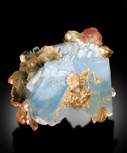 Pink Fluorite on Aquamarine Crystals, Fluorite Crystal, Aquamarine Specimen, Aquamarine for sale, Fluorite Specimen, Mineral Specimen, 288 g