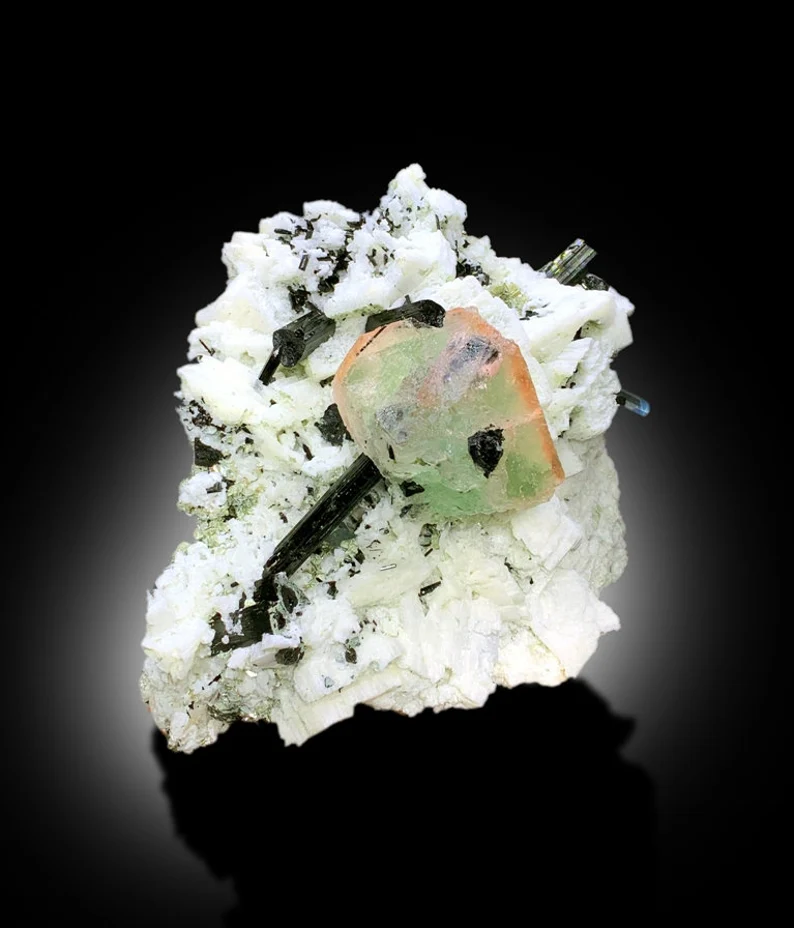 Bicolor Fluorite with Aquamarine, Tourmaline Crystals, Feldspar Specimen, Fluorite Specimen, Schorl Crystals, Blue Aquamarine, 3042 g