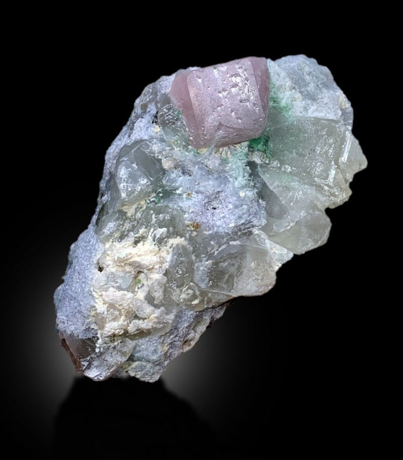 Pink Morganite With Green Tourmalines Quartz and Albite Mineral Specimen From Afghanistan - 971 gram