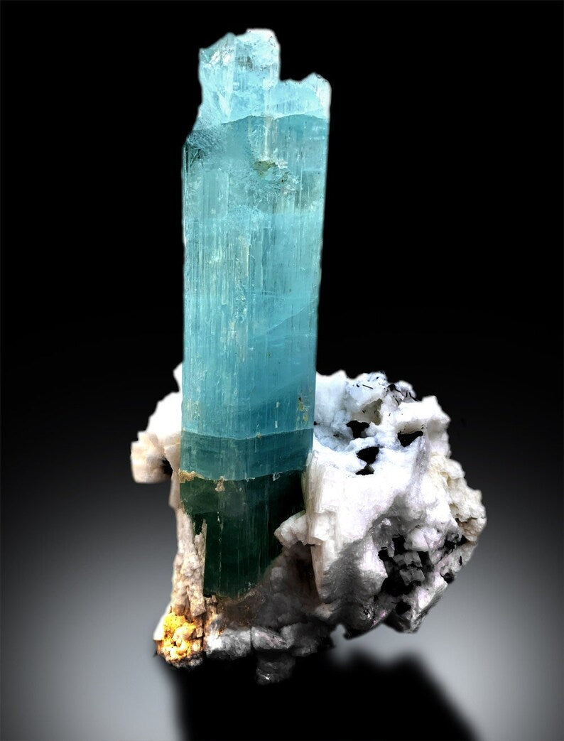 Aquamarine with Schorl and Albite Specimen from Skardu Pakistan - 573 Gram, 152*87 mm