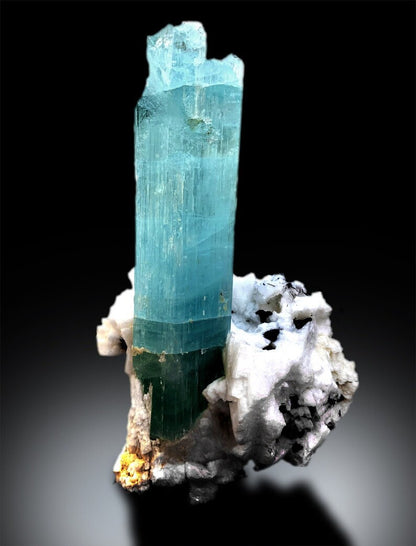 Aquamarine with Schorl and Albite Specimen from Skardu Pakistan - 573 Gram, 152*87 mm