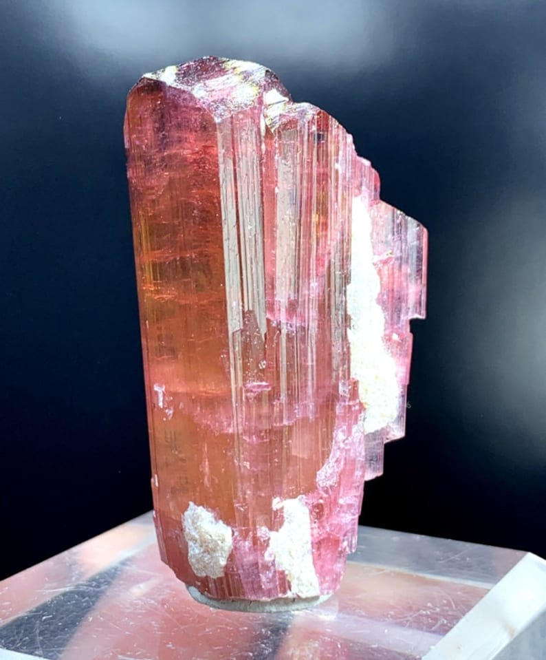Tourmaline Crystal, Redish Orange Tourmaline, Natural Tourmaline, Lustrous Tourmaline, Gem Grade Tourmaline, Paprok Tourmaline, 136.10 cts