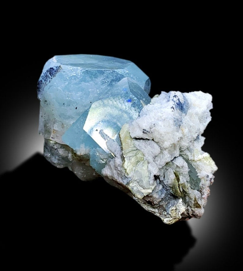 Aquamarine Specimen, Terminated Aquamarine Crystals with Cleavlandite Albite, Natural Aquamarine, Mineral Specimen, Raw Gemstone, 258 gram
