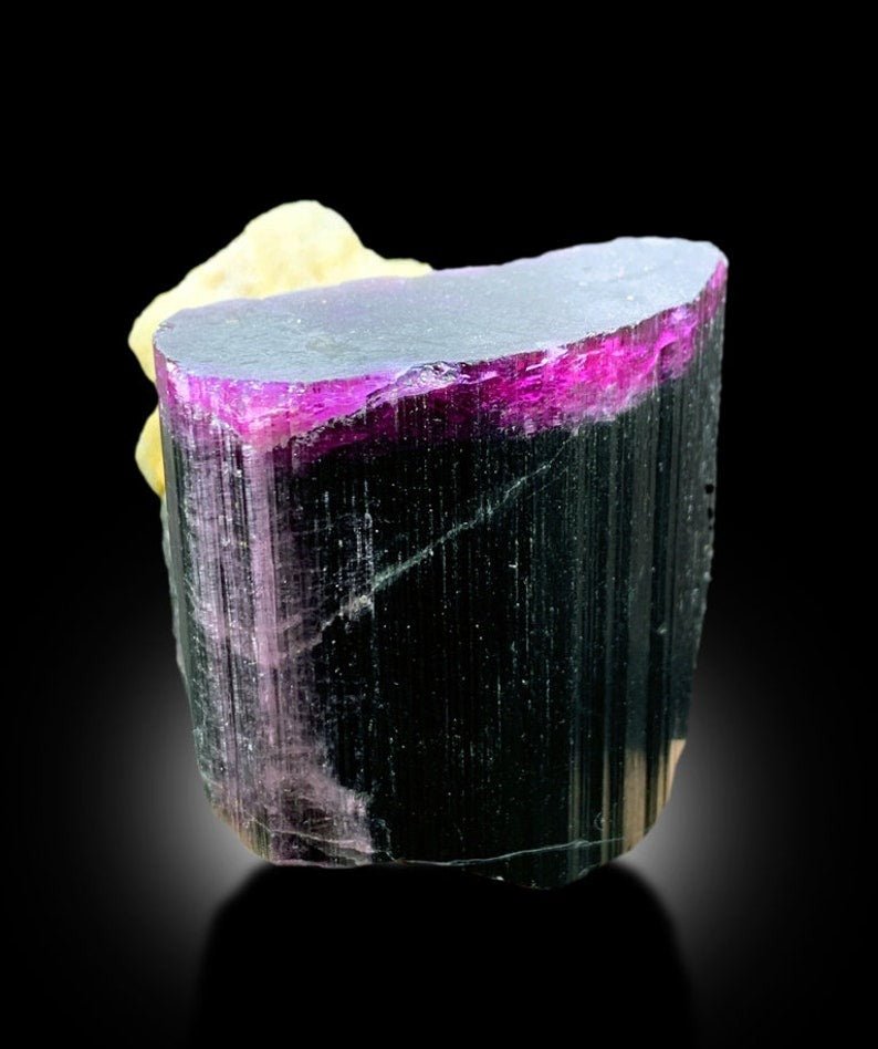 Pink Cap Tourmaline Crystal With Albite, Terminated Tourmaline, Crystal Specimen, Tourmaline From Paproke Afghanistan - 249 gram