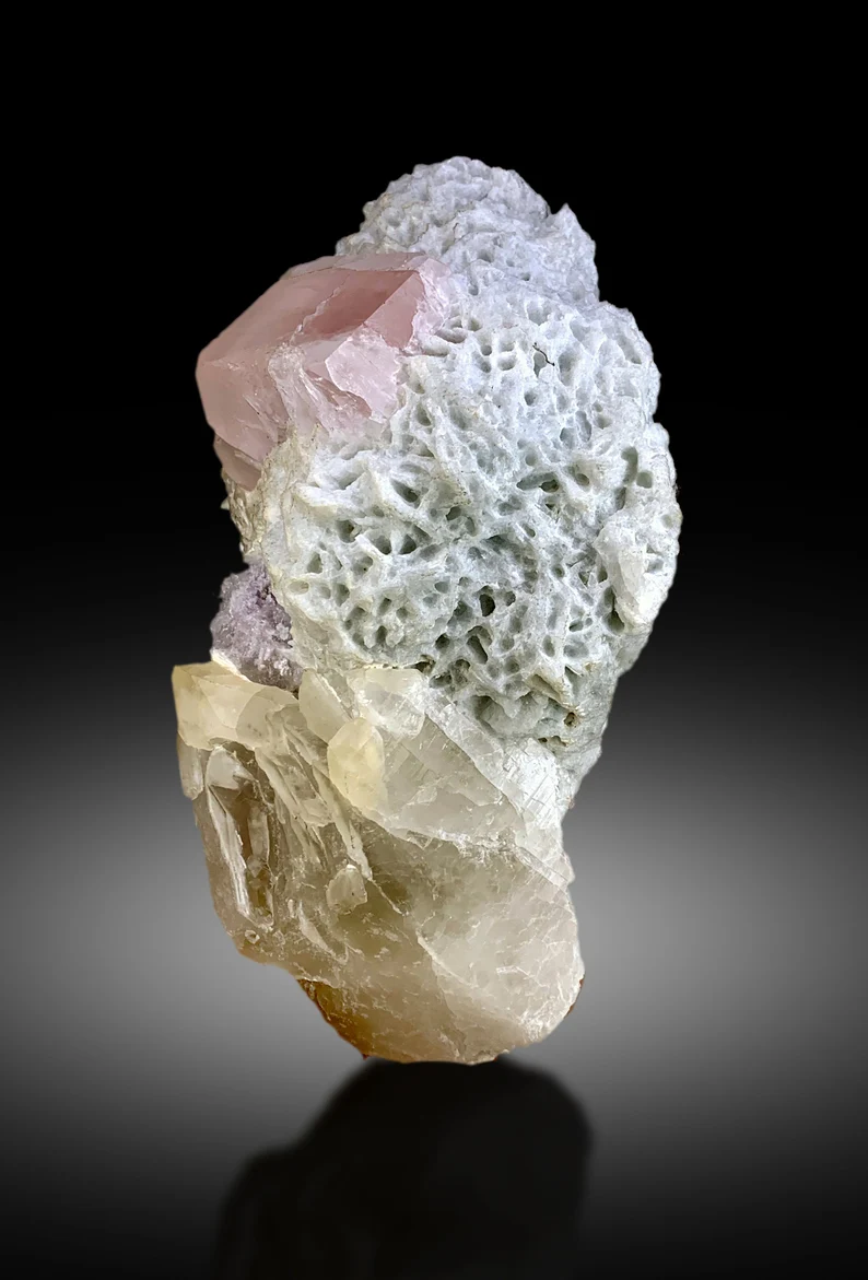 Pink Morganite with Pollucite and Quartz, Morganite Specimen, Quartz Crystal, Mineral Specimen, Healing Crystals, Chakra Crystal, 1298 gram