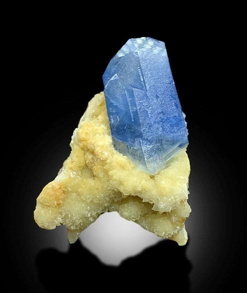 Celestine Crystals with Calcite Mineral Specimen from Afghanistan - 95 gram