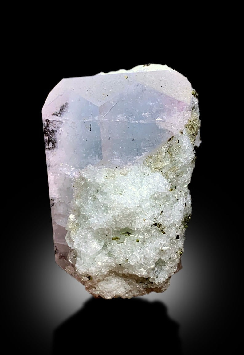 AquaMorganite, Morganite Var Aquamarine, AquaMorganite With Green Tourmalines and Albite From Afghanistan - 90 gram