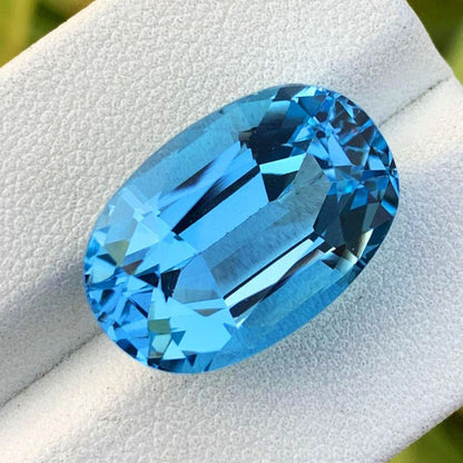 Beautiful Swiss Blue Topaz Loose Gemstone, Electric Blue Topaz Gemstone, Oval Topaz Cut Stone, Faceted Topaz For Jewelry Making, 20.5 CT