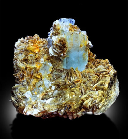 Aquamarine Crystals with Muscovite Mica, Terminated Aquamarine Crystals, Aquamarine Cluster, Aquamarine Crystals, Mineral Specimen, 1033 g