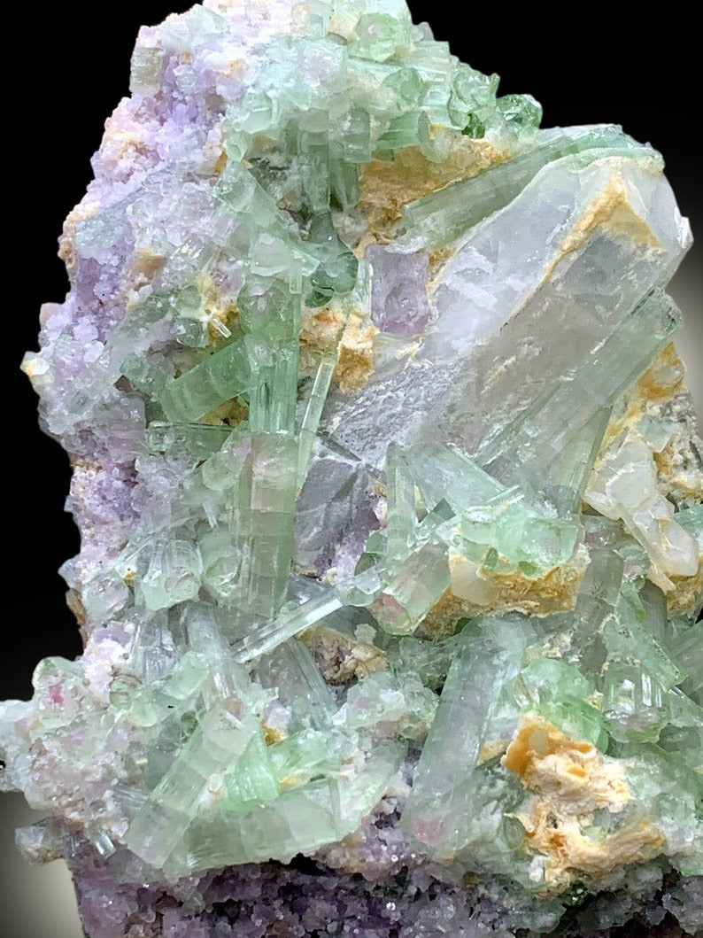 Natural Bicolor Tourmaline Cluster with Quartz and Lepidolite, Tourmaline Specimen, Raw Mineral, Tourmaline from Afghanistan - 823 gram